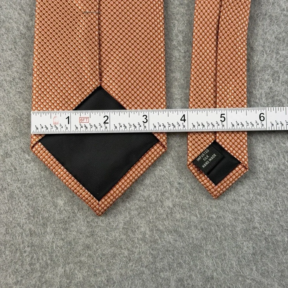 Vintage Unlisted Kenneth Cole Salmon Textured Silk Tie Birdseye 59x3.4